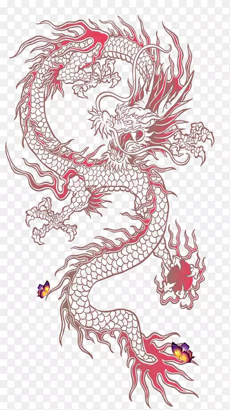 雅致的龙线描免抠素材