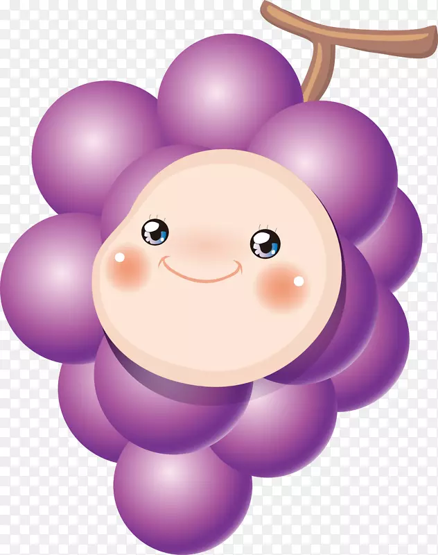 卡通创意水果可爱娃娃脸紫色葡萄