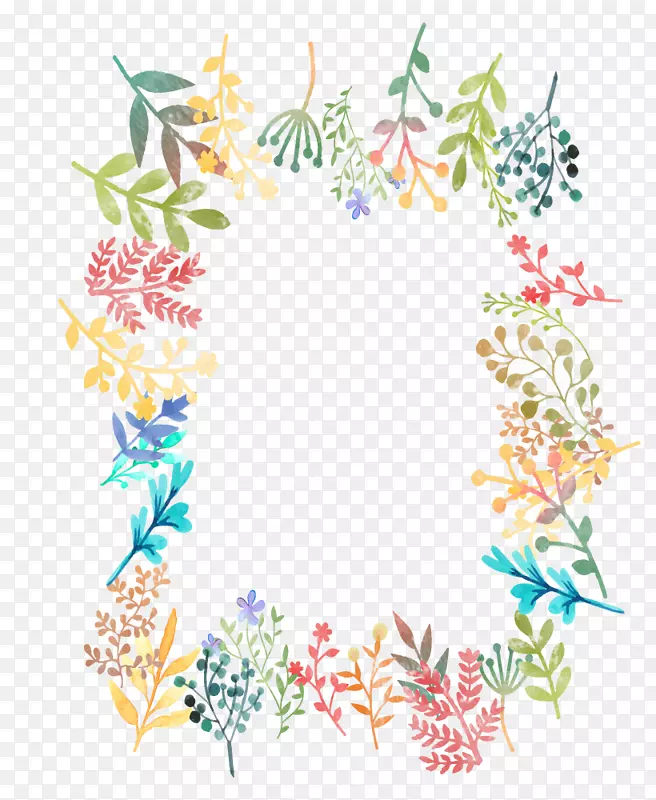 卡通多彩植物花卉边框