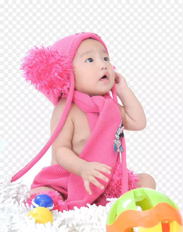 高清摄影粉红色的小孩子帽子