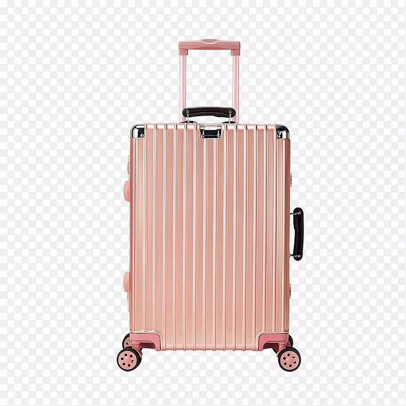 正面粉色旅行箱实物图