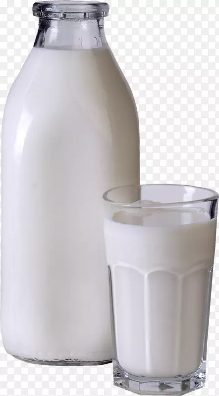 瓶子牛奶和杯子