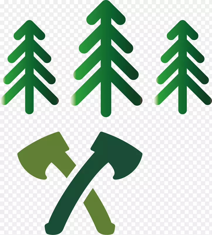 矢量图水彩禁止砍伐树木