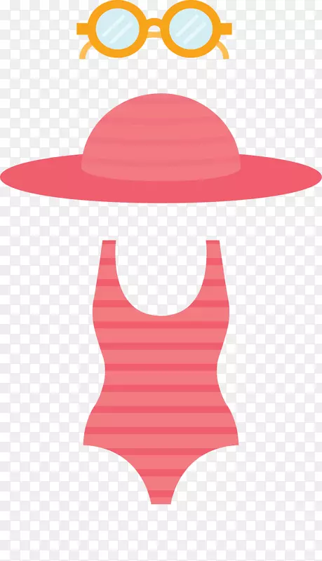 粉红夏天帽子泳衣