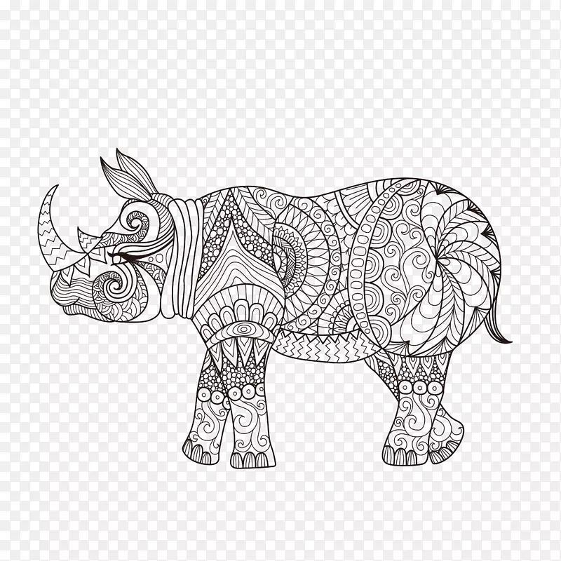 绘画花纹犀牛