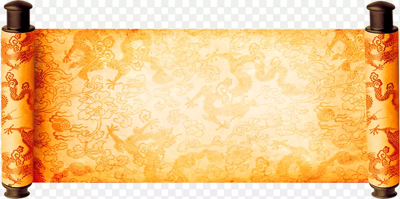 古代腾龙花纹圣旨卷轴装饰图案