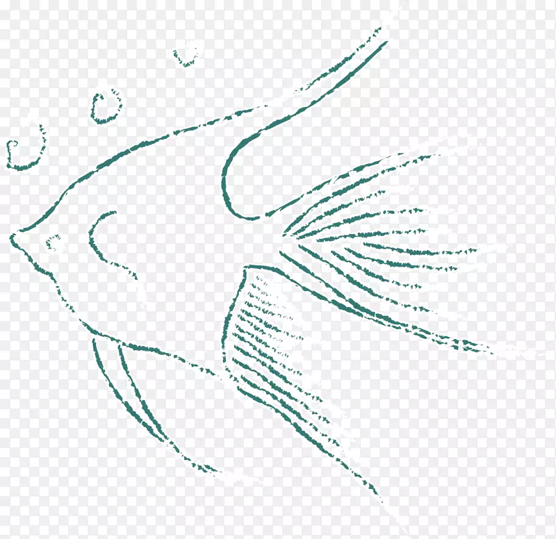 绿色手绘线条海鱼