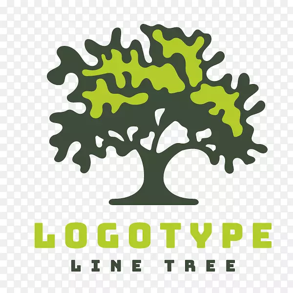 手绘绿色树木图标logo设计