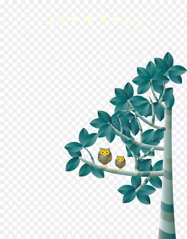 装饰插画树枝上的猫头鹰