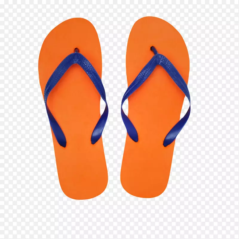 橙色不易吸水的蓝色边海边沙滩鞋
