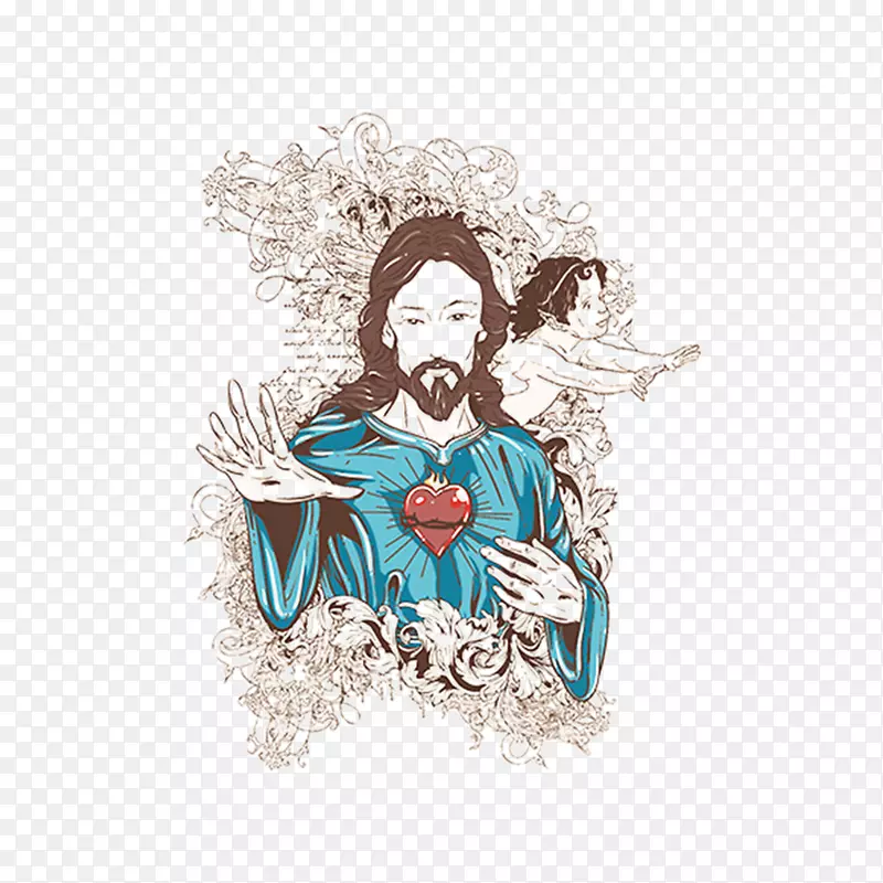 耶稣形象涂鸦风格人物形象素材合