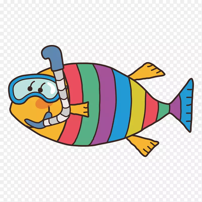卡通世界海洋日潜水彩色鱼png