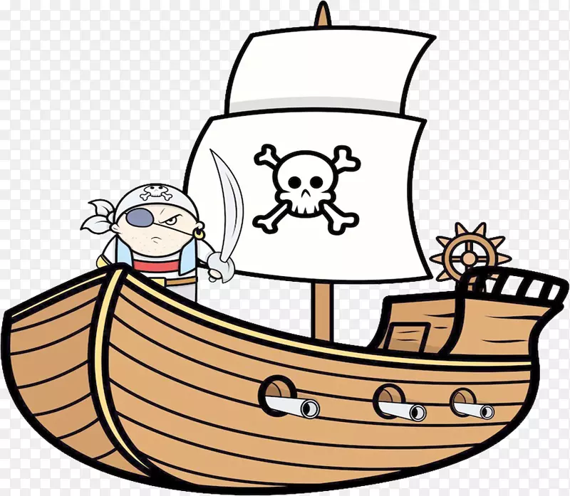 手绘海盗船