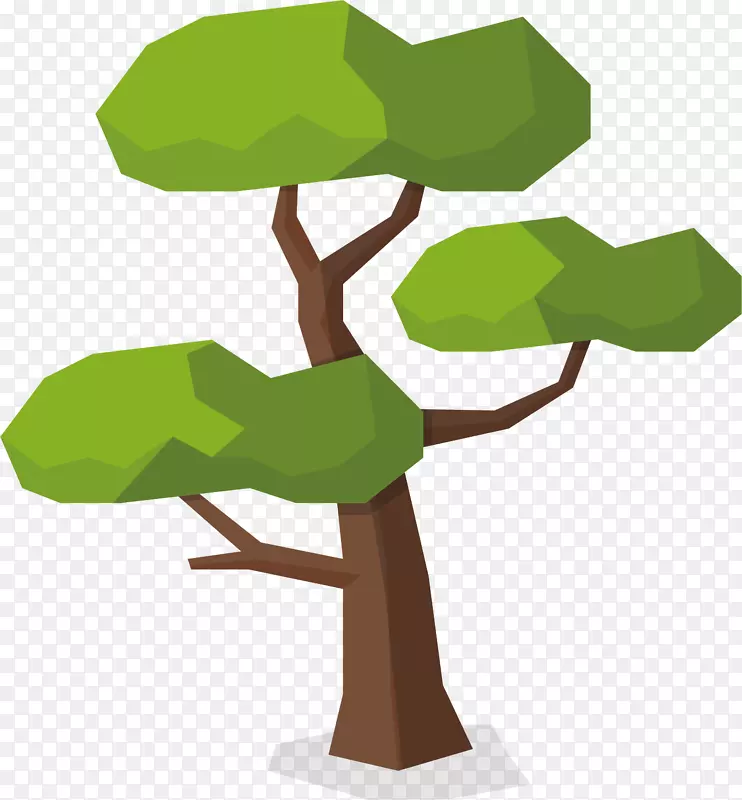 矢量图卡通绿色大树