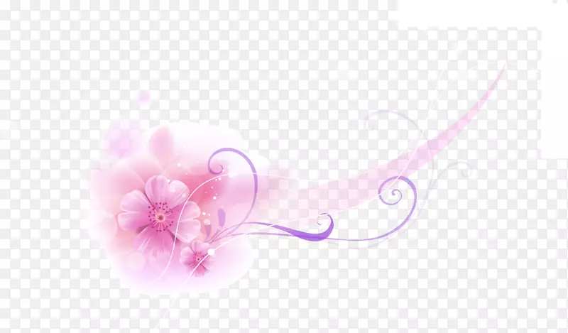 矢量桃花蜷曲花纹素材
