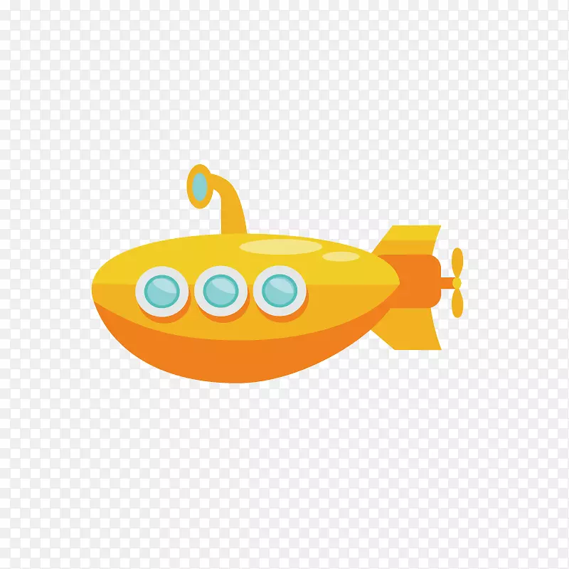 卡通手绘黄色的潜水艇