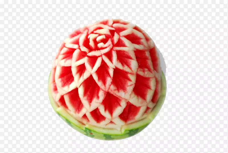 一个用西瓜雕刻的花