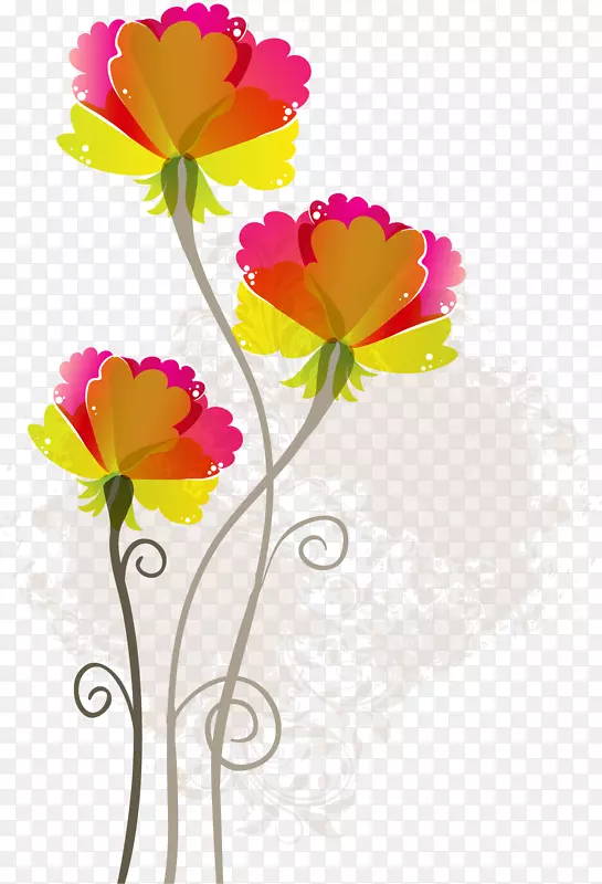 扁平化花卉装饰矢量图