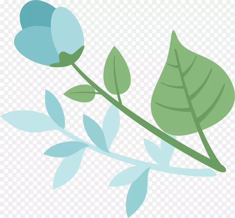 扁平化蓝色植物花卉