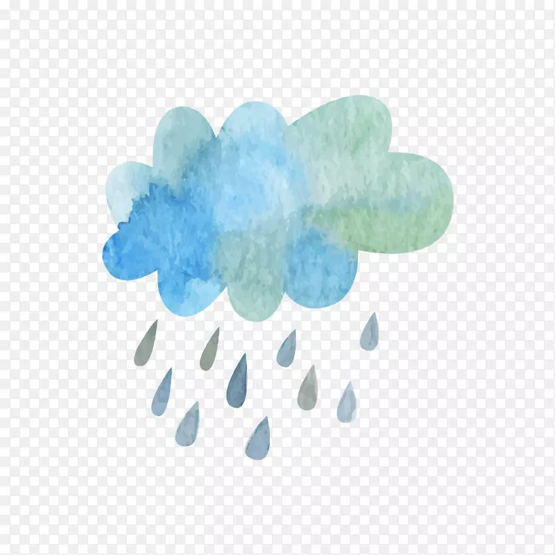 蓝色的云彩和雨滴