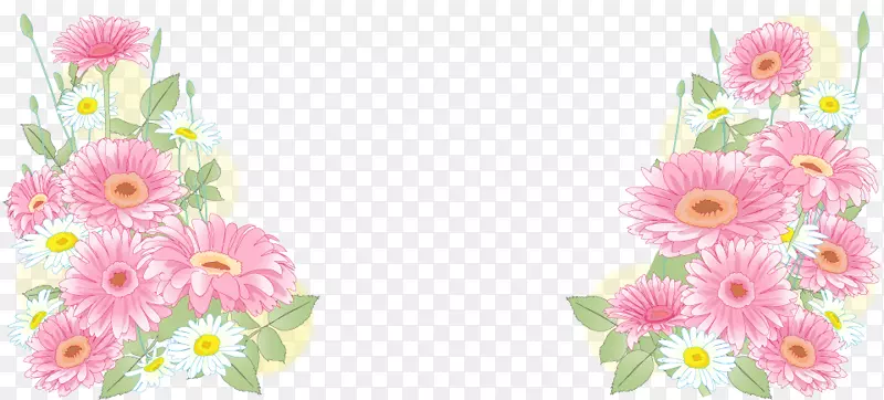 粉色花手绘花簇