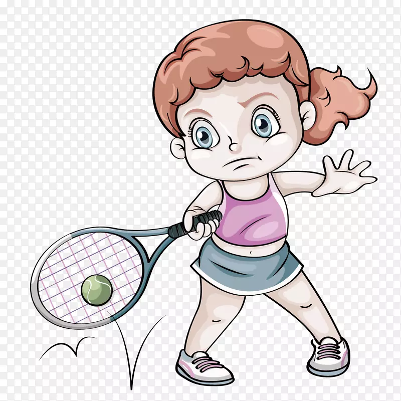 卡通人物粉色女士网球