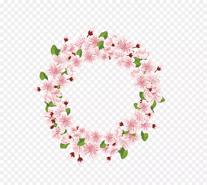 粉色桃花花环装饰