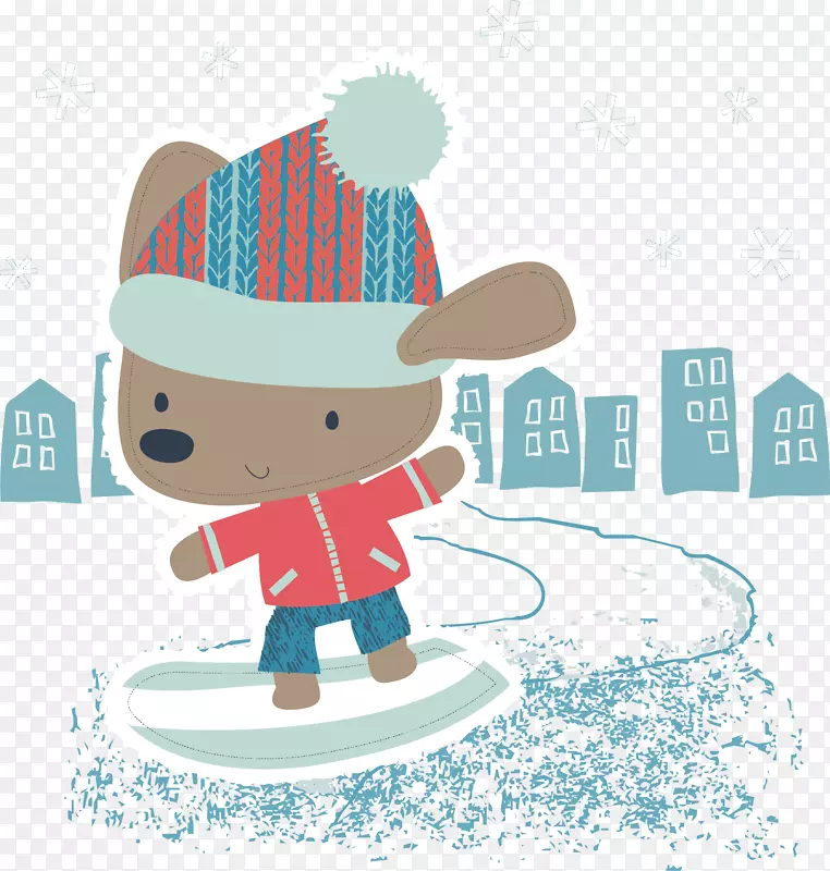 小熊下雪冰雪乐园素材