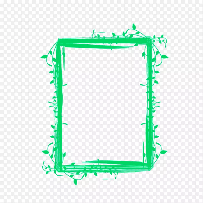 绿色植物框架粉笔图案