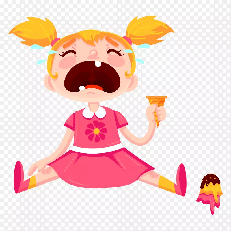 卡通因弄掉冰淇淋大哭的女孩PNG图片素材下载_图片编号qngaxljy-免抠素材网