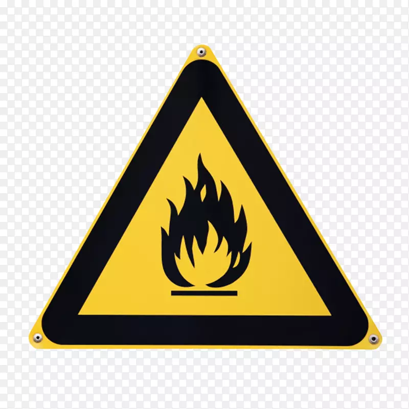 易燃物品三角形黄色警告牌实物