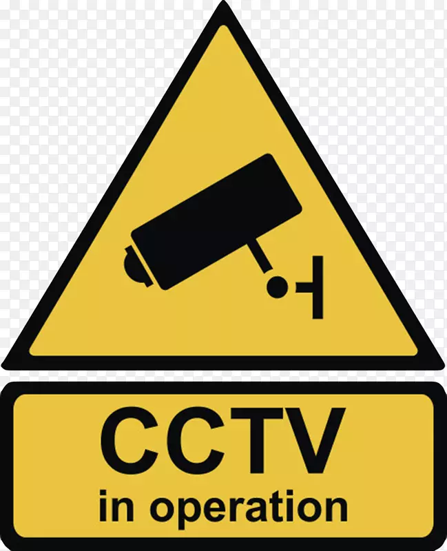 cctv拍摄三角形黄色警告牌实物