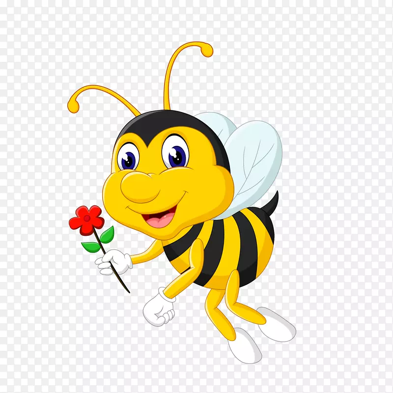 可爱矢量蜜蜂PNG素材卡通