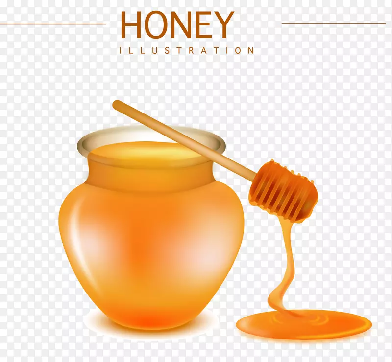 蜂蜜和搅蜜棒矢量素材