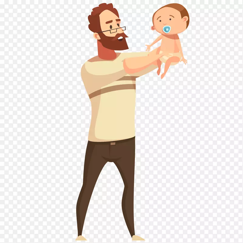 父亲抱着宝宝矢量插画