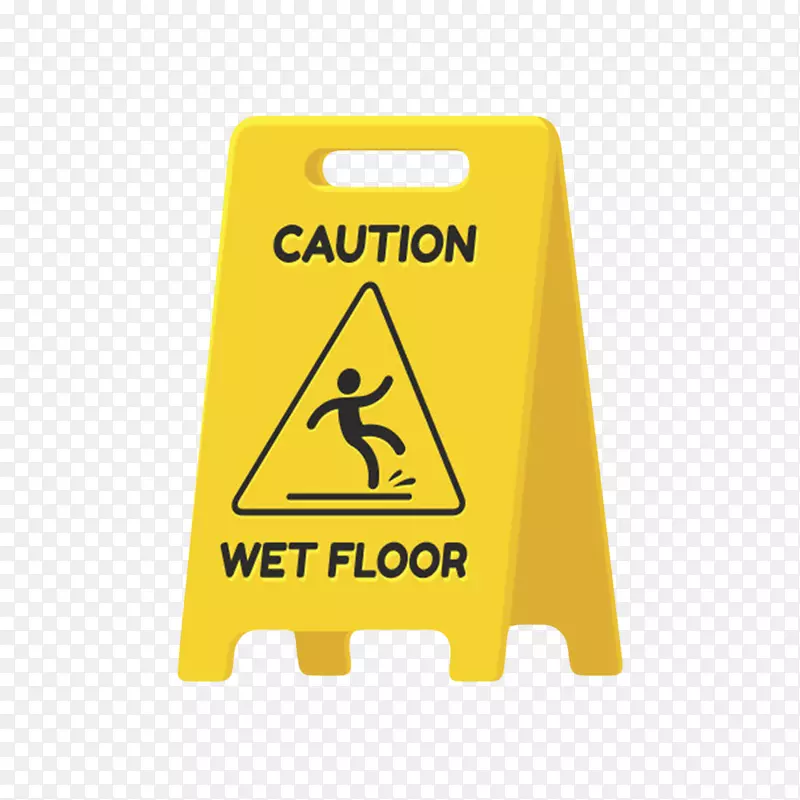地面湿滑三角形黄色警告牌实物
