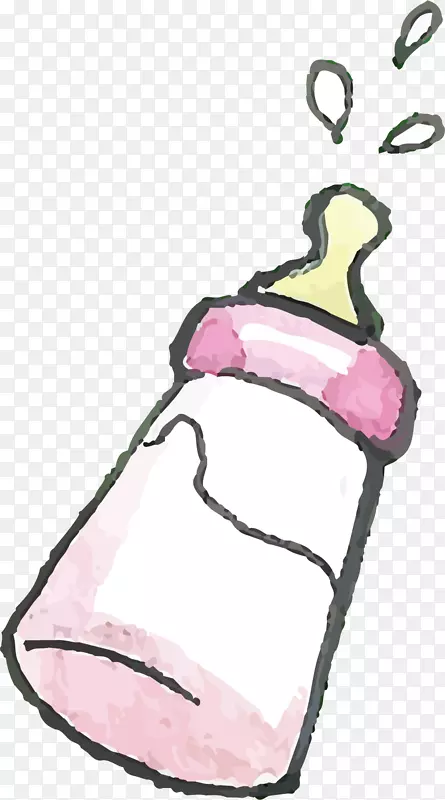 创意水彩宝宝奶瓶装饰插画