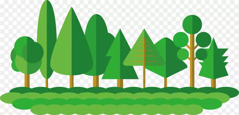 扁平化环保绿色植物绿树装饰插图