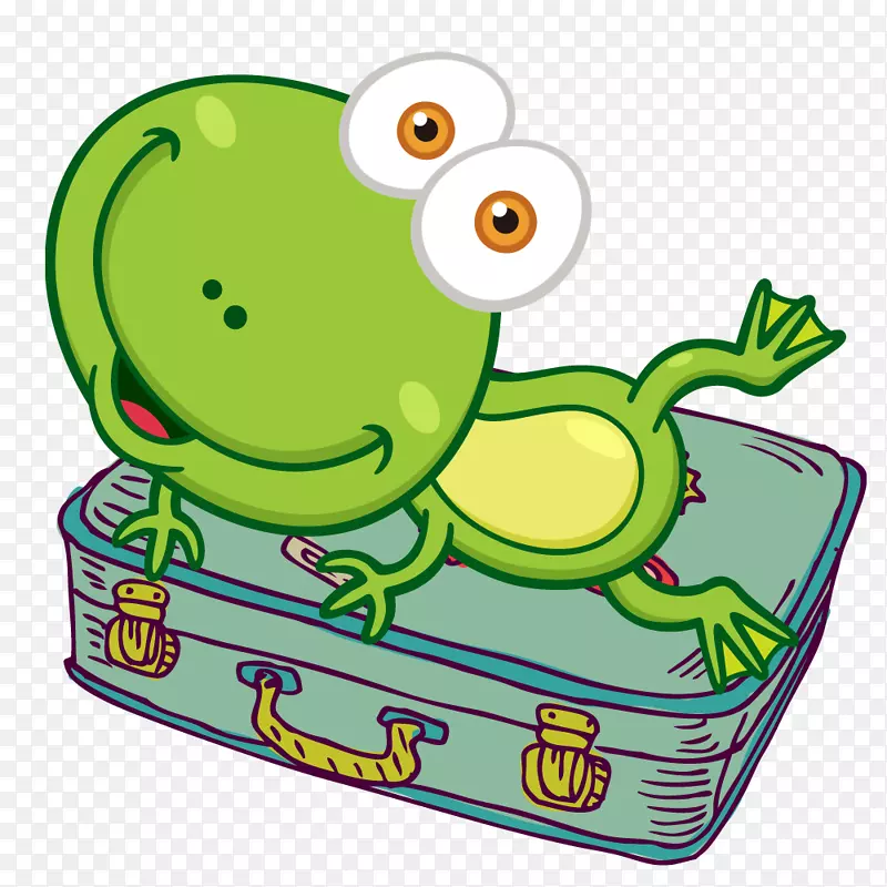 绿色箱包创意旅行青蛙设计素材