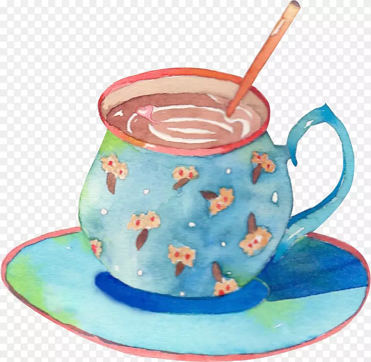 花纹图案奶茶咖啡