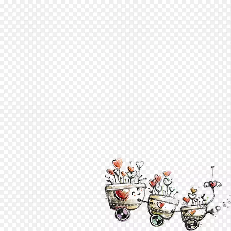 彩绘爱心花盆植物
