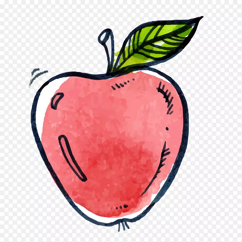 矢量卡通水彩苹果水果