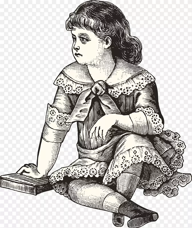 手绘欧洲中世纪调皮小女孩