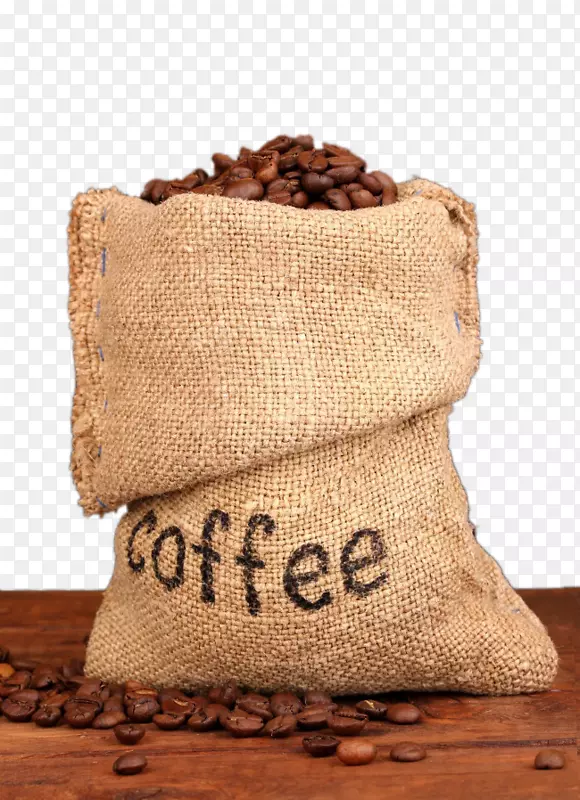 麻袋装满咖啡豆