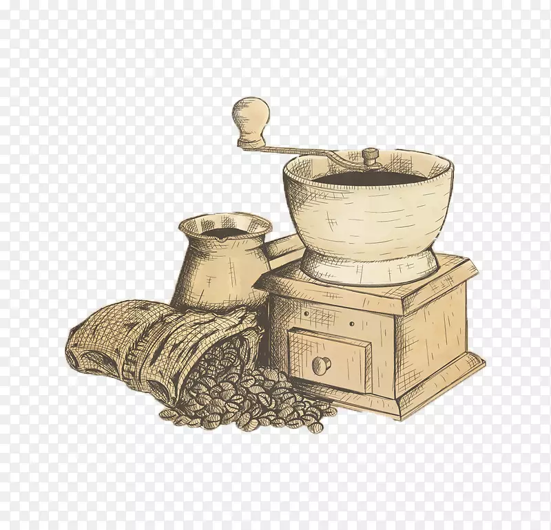 咖啡磨具手绘图
