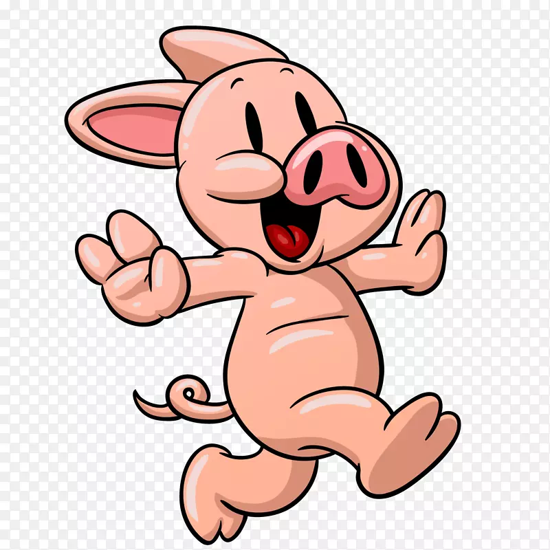 卡通奔跑的小猪动物设计