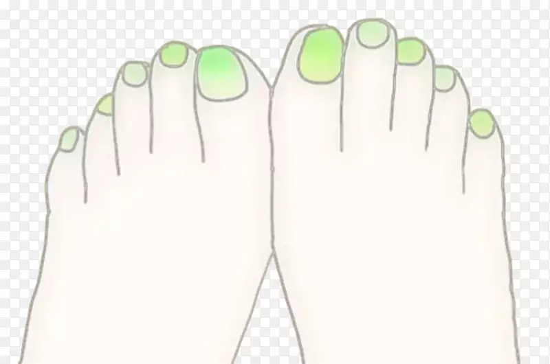 涂着绿色指甲油的双脚