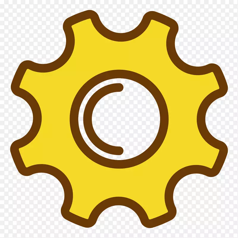 黄色手绘圆弧齿轮元素