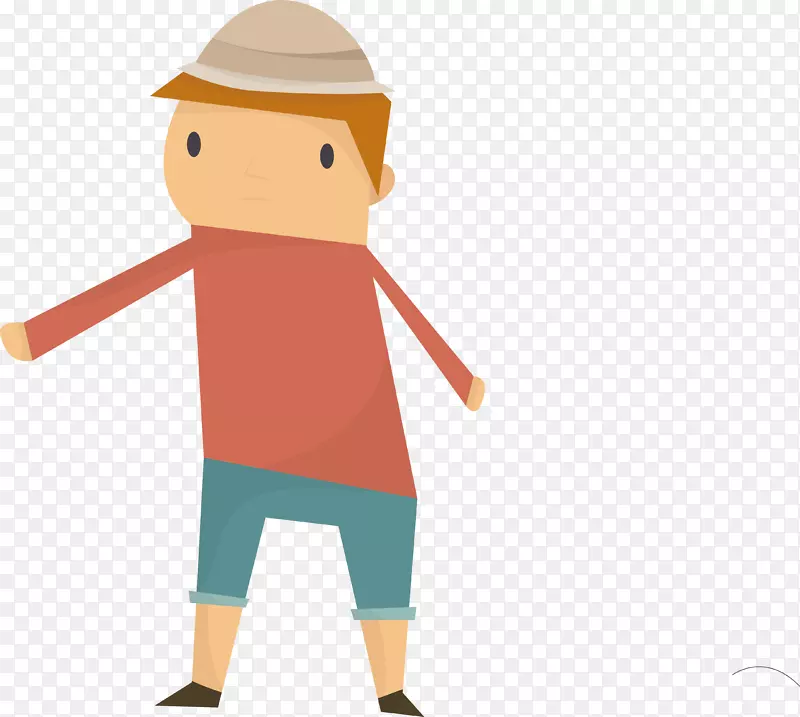 卡通旅行中的人物红衣小孩子矢量