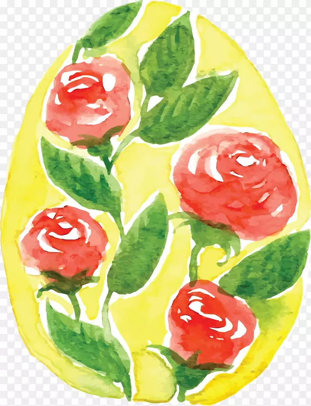手绘水彩玫瑰彩蛋